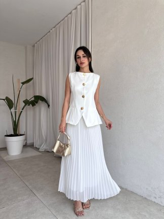 ABBİE Maxi Elbise 4505 - Beyaz - 2