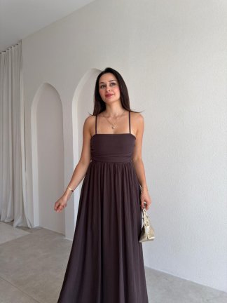 ADENYA Midi Elbise 3045 - Acı Kahve - 2