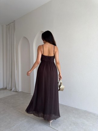 ADENYA Midi Elbise 3045 - Acı Kahve - 3