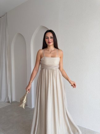 ADENYA Midi Elbise 3045 - Krem Rengi - 2