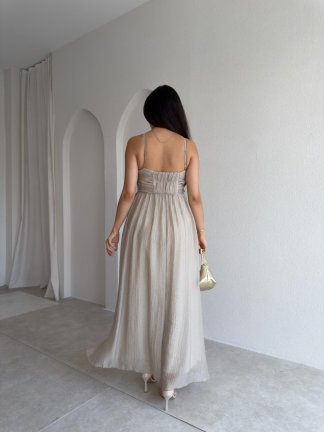 ADENYA Midi Elbise 3045 - Krem Rengi - 3