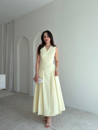 ADESYA Midi Elbise 6549 - Sarı - 1