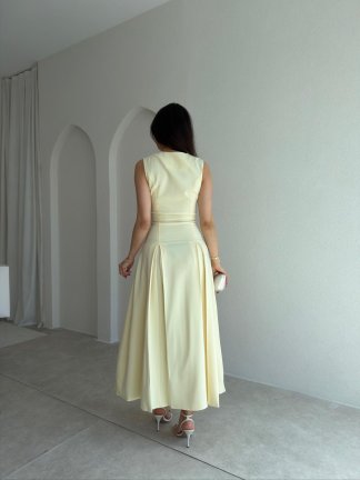 ADESYA Midi Elbise 6549 - Sarı - 3