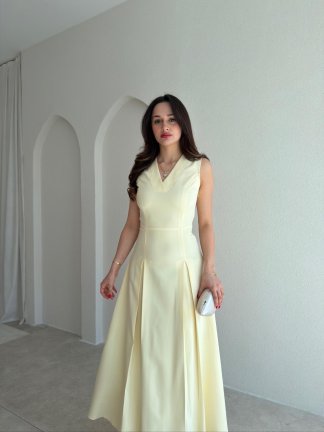 ADESYA Midi Elbise 6549 - Sarı - 2