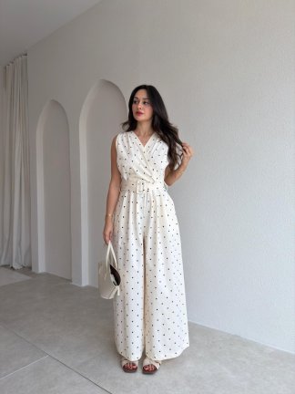ADİSON Puantiyeli Tulum 5428 - Krem 