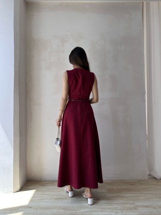 ADMİRE Maxi Elbise 7430 - Bordo - 3