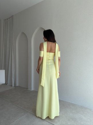 ADOBE Fularlı Maxi Elbise 5496 - Sarı - 3