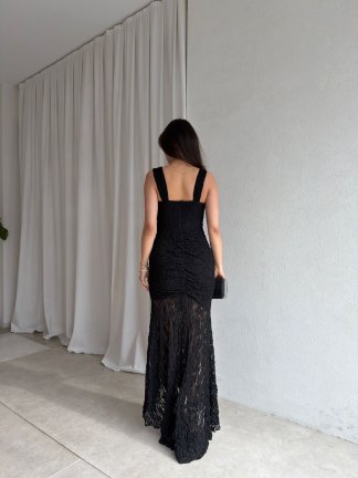 AFTER Maxi Dantelli Elbise 8886 - Siyah - 3