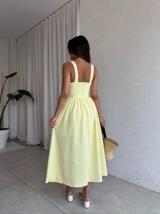 AGAPE Midi Elbise 8597 - Sarı - 4