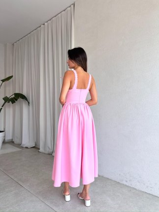 AGAPE Midi Elbise 8597 - Pembe - 3