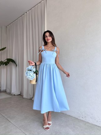 AGAPE Midi Elbise 8597 - Mavi - 2