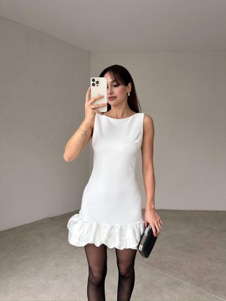 AGARWAL Mini Elbise 8022 - Beyaz - 4