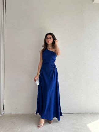 ALASKA Maxi Elbise 4776 - Saks Mavisi - 2