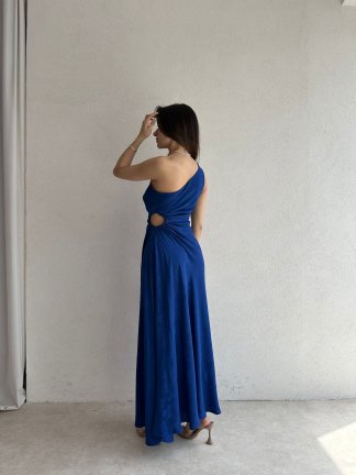 ALASKA Maxi Elbise 4776 - Saks Mavisi - 3
