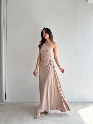 ALASKA Maxi Elbise 4776 - Vizon - 2