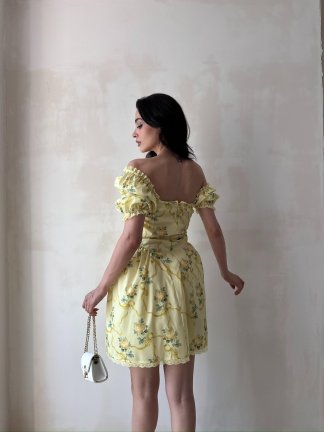 ALBROW Mini Elbise 4453 - Sarı - 3