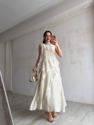 ALDO Maxi Elbise 5641 - Krem Rengi - 3