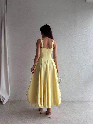 ALEDA Maxi Elbise 5089 - Sarı - 3
