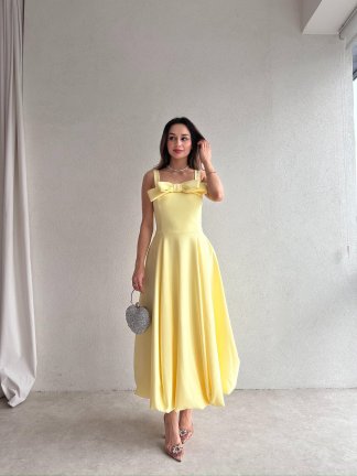 ALEDA Maxi Elbise 5089 - Sarı - 2