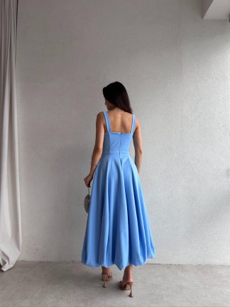 ALEDA Maxi Elbise 5089 - Mavi - 3