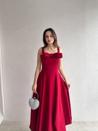 ALEDA Maxi Elbise 5089 - Bordo 
