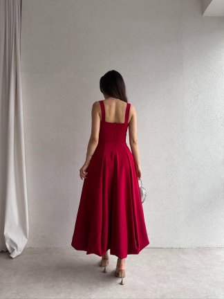 ALEDA Maxi Elbise 5089 - Bordo - 3
