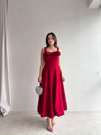 ALEDA Maxi Elbise 5089 - Bordo - 2