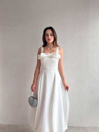 ALEDA Maxi Elbise 5089 - Beyaz 