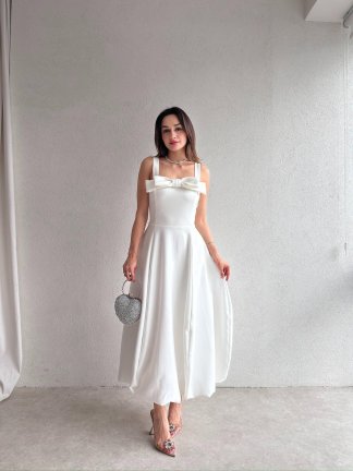 ALEDA Maxi Elbise 5089 - Beyaz - 2