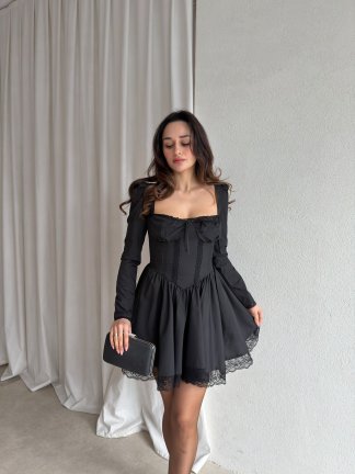 ALERMA Mini Elbise 8447 - Siyah - 1