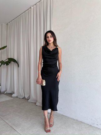 ALEX Midi Elbise 5819 - Siyah - 2