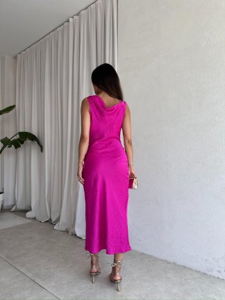 ALEX Midi Elbise 5819 - Fuşya - 3