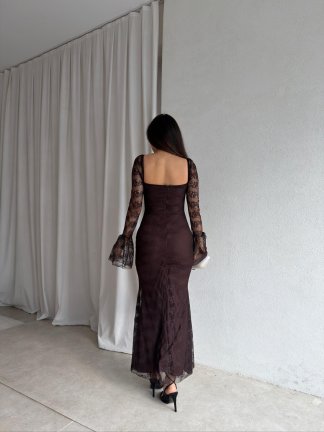 ALFA Midi Elbise 8883 - Acı Kahve - 3