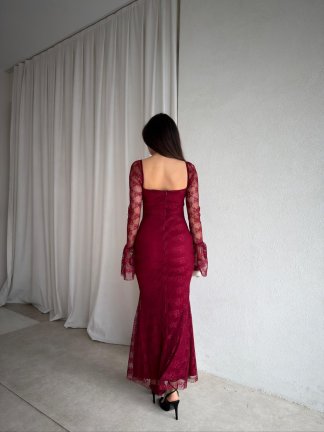 ALFA Midi Elbise 8883 - Bordo - 3