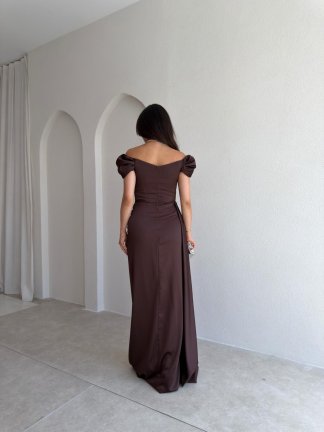 ALGORA Maxi Elbise 3046 - Acı Kahve - 3