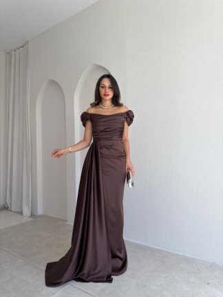 ALGORA Maxi Elbise 3046 - Acı Kahve 