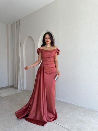 ALGORA Maxi Elbise 3046 - Gül Kurusu 