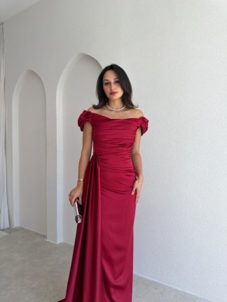 ALGORA Maxi Elbise 3046 - Bordo - 2