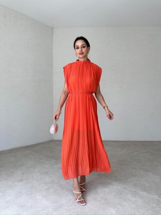 ALİNSO Midi Elbise 7747 - Turuncu - 2