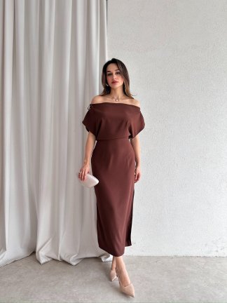 ALİX Midi Elbise 5039 - Acı Kahve - 2