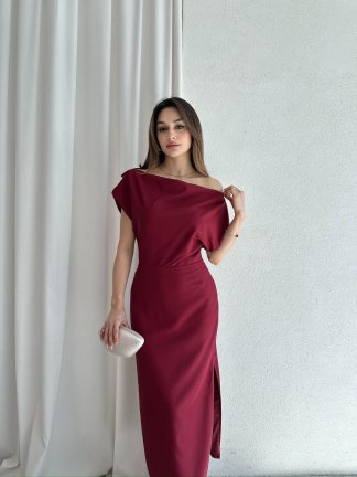 ALİX Midi Elbise 5039 - Bordo 