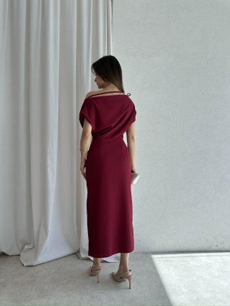 ALİX Midi Elbise 5039 - Bordo - 3
