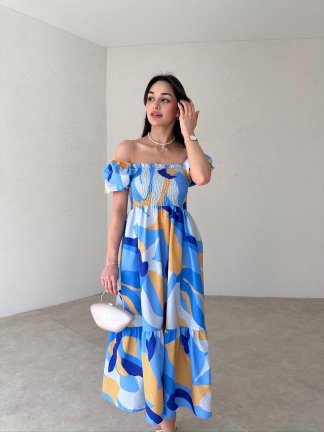 ALONSO Midi Elbise 0982 - Mavi - 2