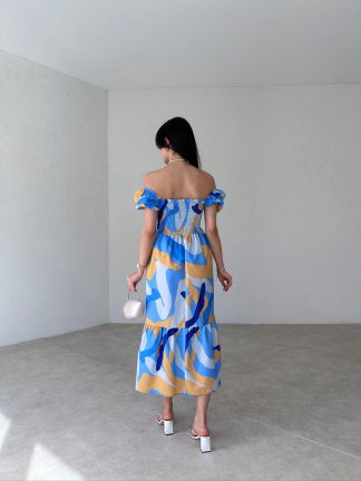 ALONSO Midi Elbise 0982 - Mavi - 3