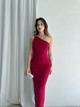 ALVAREZ Midi Elbise 8201 - Fuşya 