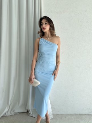 ALVAREZ Midi Elbise 8201 - Bebe Mavisi 