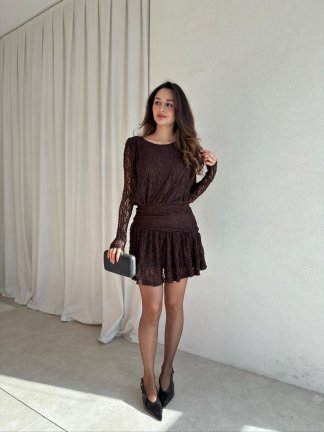 AMETİS Mini Elbise 3698 - Acı Kahve - 2