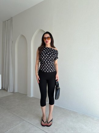 AMOR Puantiyeli Bluz 3574 - Siyah - 2