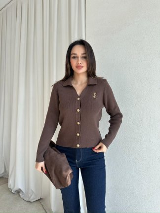 AMORE Triko Hırka 8801 - Acı Kahve 