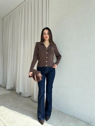 AMORE Triko Hırka 8801 - Acı Kahve - 5